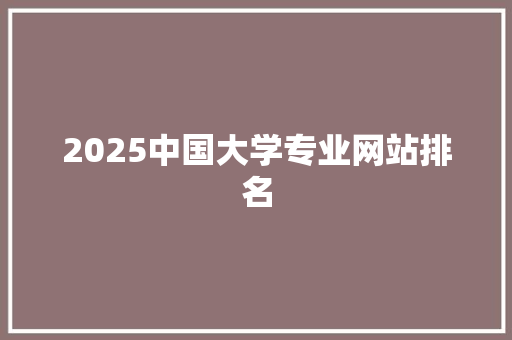 2025中国大学专业网站排名
