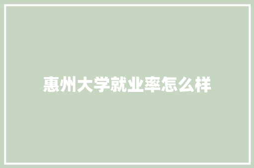 惠州大学就业率怎么样