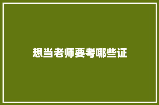 想当老师要考哪些证