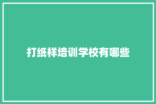 打纸样培训学校有哪些 项目管理范文