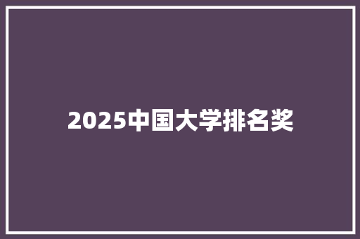 2025中国大学排名奖