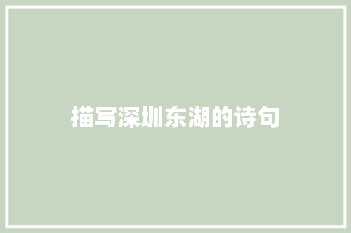 描写深圳东湖的诗句