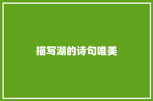 描写湖的诗句唯美 诗句鉴赏