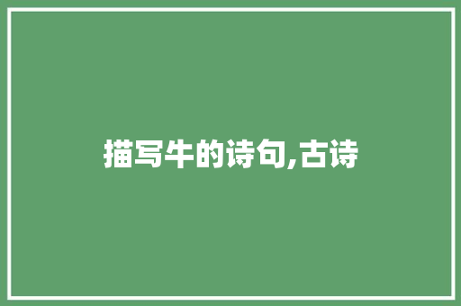 描写牛的诗句,古诗
