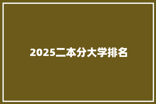 2025二本分大学排名