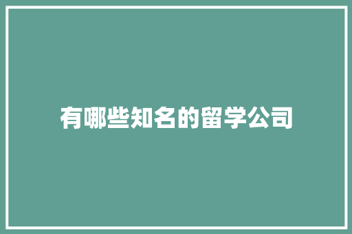 有哪些知名的留学公司