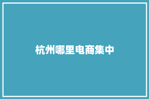 杭州哪里电商集中