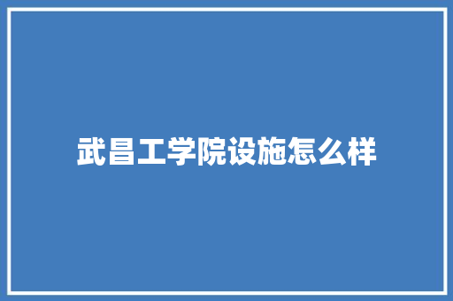 武昌工学院设施怎么样