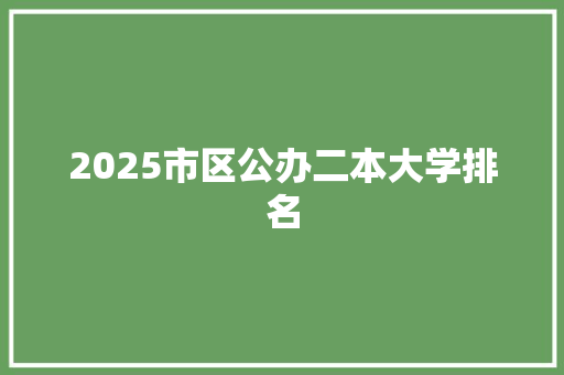 2025市区公办二本大学排名