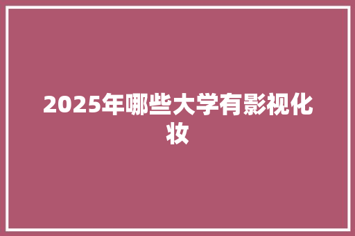 2025年哪些大学有影视化妆