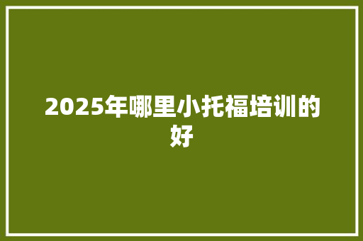 2025年哪里小托福培训的好