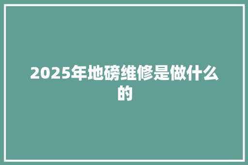 2025年地磅维修是做什么的