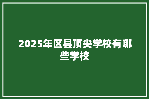 2025年区县顶尖学校有哪些学校
