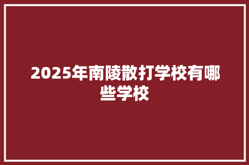 2025年南陵散打学校有哪些学校