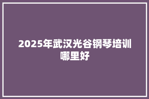 2025年武汉光谷钢琴培训哪里好