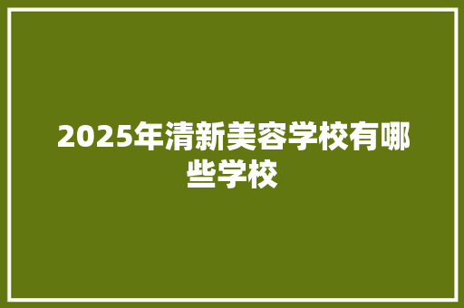 2025年清新美容学校有哪些学校
