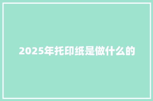 2025年托印纸是做什么的