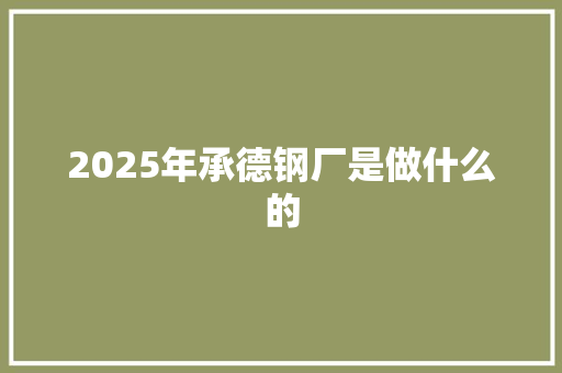 2025年承德钢厂是做什么的 演讲稿范文