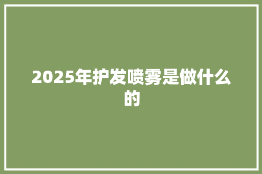 2025年护发喷雾是做什么的