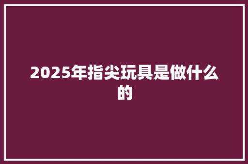 2025年指尖玩具是做什么的