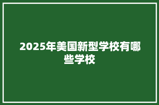 2025年美国新型学校有哪些学校