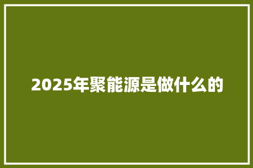 2025年聚能源是做什么的