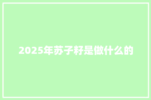2025年苏子籽是做什么的