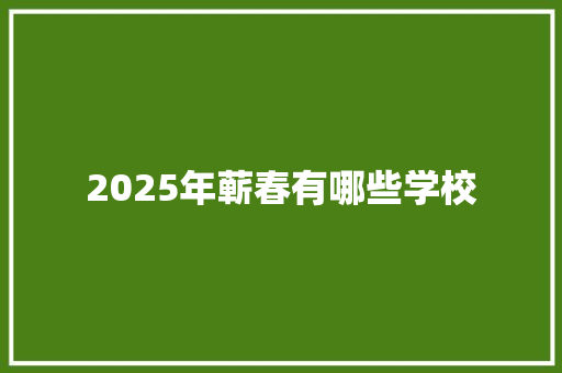 2025年蕲春有哪些学校