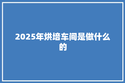2025年烘培车间是做什么的