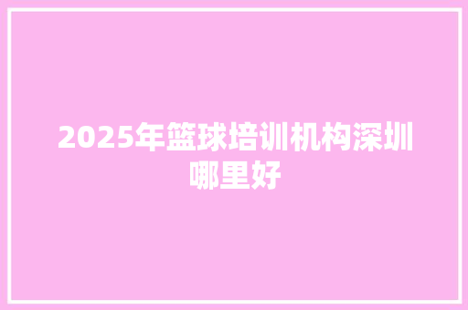 2025年篮球培训机构深圳哪里好