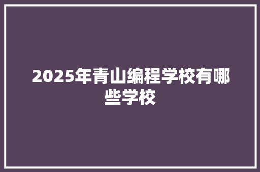 2025年青山编程学校有哪些学校