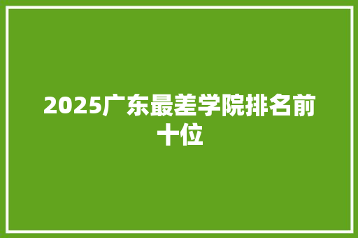 2025广东最差学院排名前十位 项目管理范文