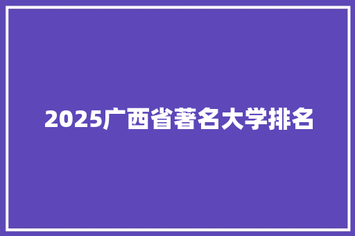 2025广西省著名大学排名