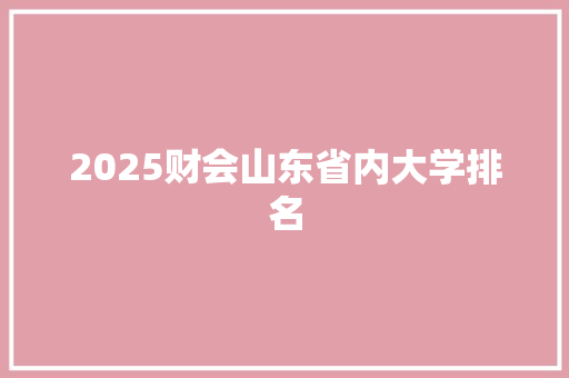 2025财会山东省内大学排名