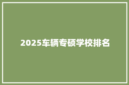 2025车辆专硕学校排名