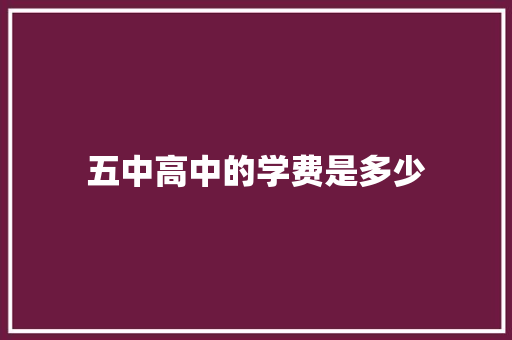 五中高中的学费是多少