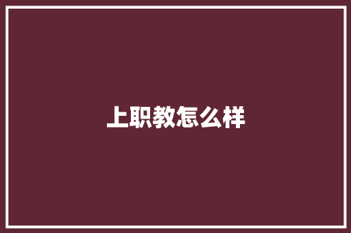 上职教怎么样