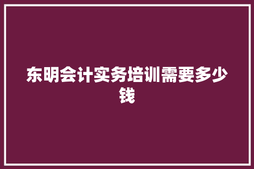 东明会计实务培训需要多少钱