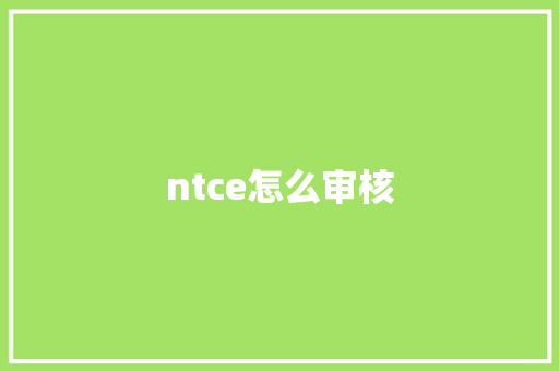 ntce怎么审核