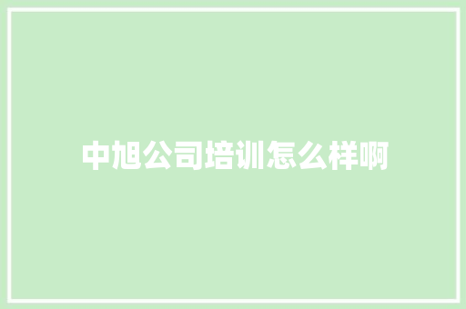 中旭公司培训怎么样啊