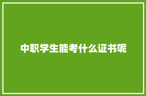 中职学生能考什么证书呢