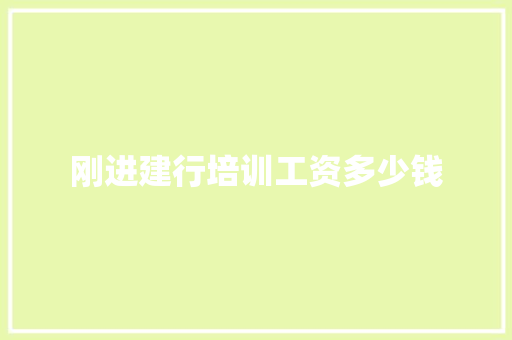 刚进建行培训工资多少钱