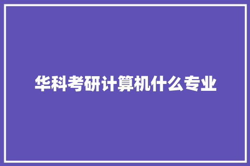 华科考研计算机什么专业