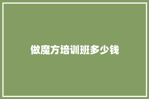 做魔方培训班多少钱