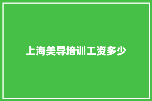 上海美导培训工资多少 职场应用