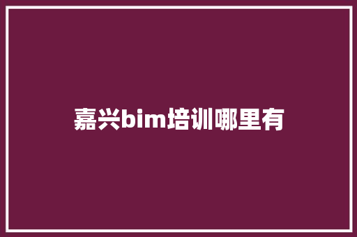 嘉兴bim培训哪里有