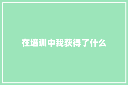 在培训中我获得了什么