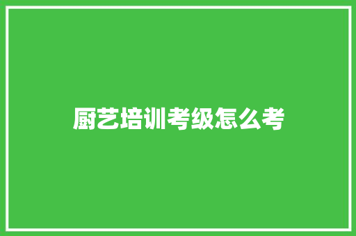 厨艺培训考级怎么考 演讲稿范文