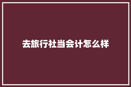 去旅行社当会计怎么样