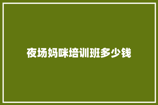 夜场妈咪培训班多少钱